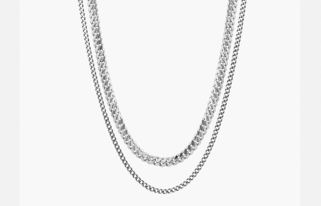 Oliver Cabell Cuban Chain Set Herren Silber | CH650-19