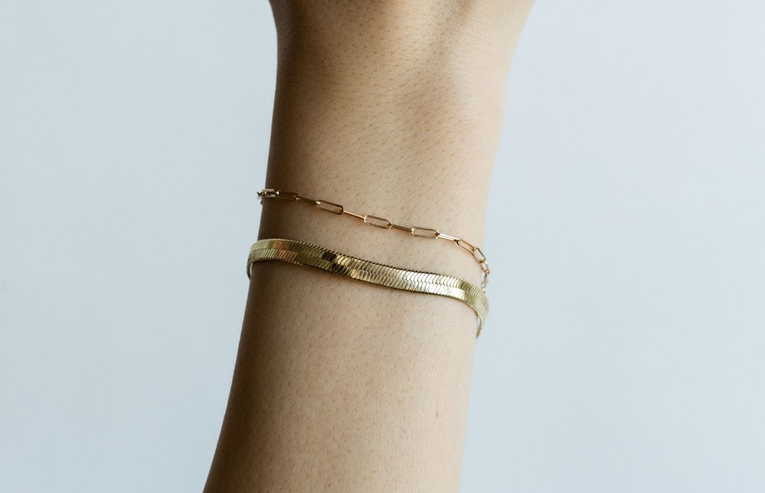 Oliver Cabell Link + Herringbone Bracelet Set Damen Gold | CH345-66